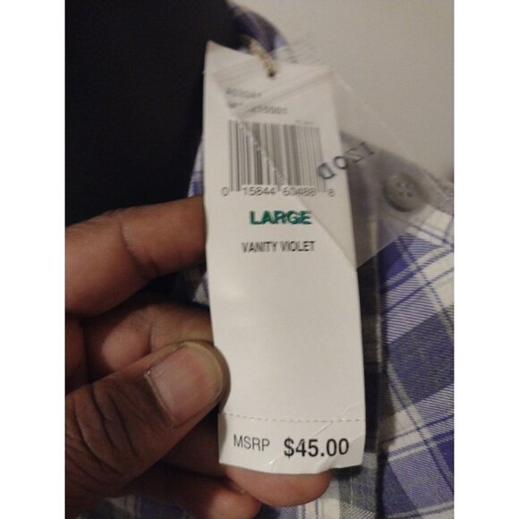 NWT New IZOD Women's Large L Cotton Button Up Shirt Purple Gray Long Sleeve - Picture 5 of 15